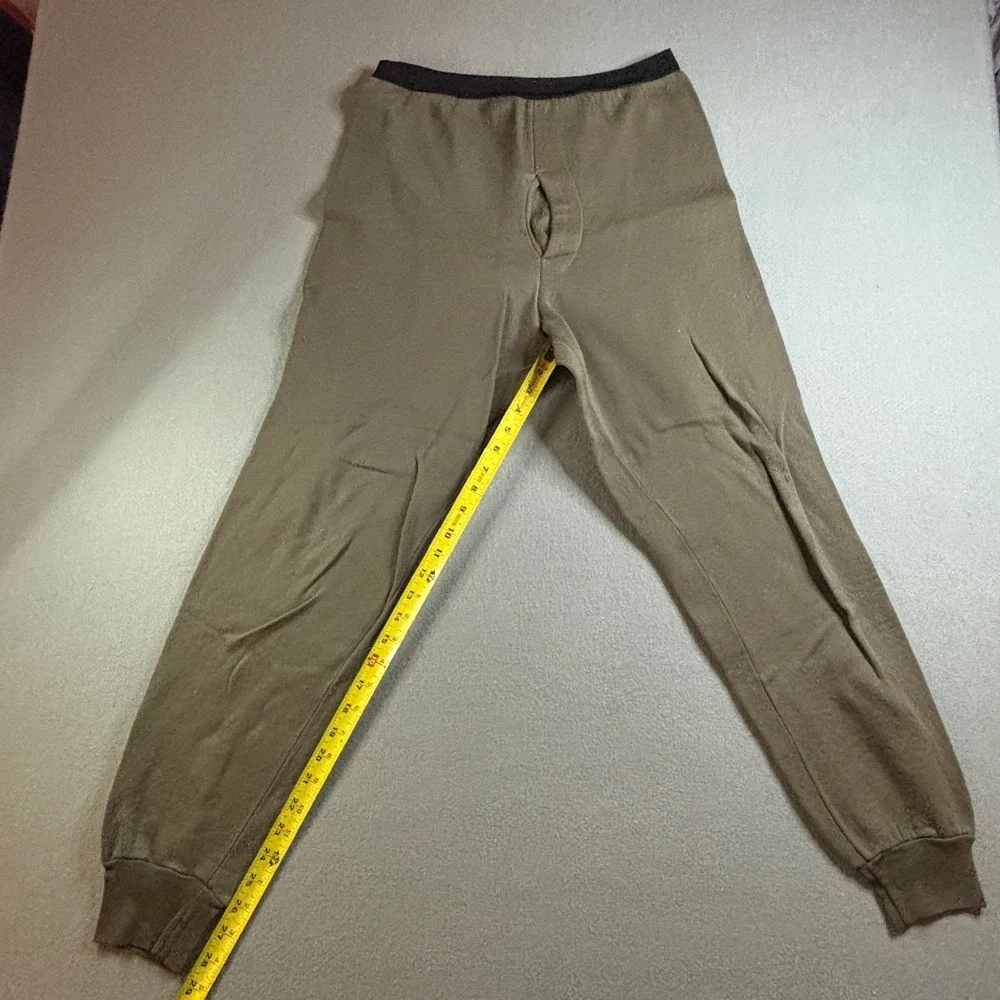 VTG Cabelas Mens XL Thermal Underwear Set Fleece Quarter Zip Pants Brown USA